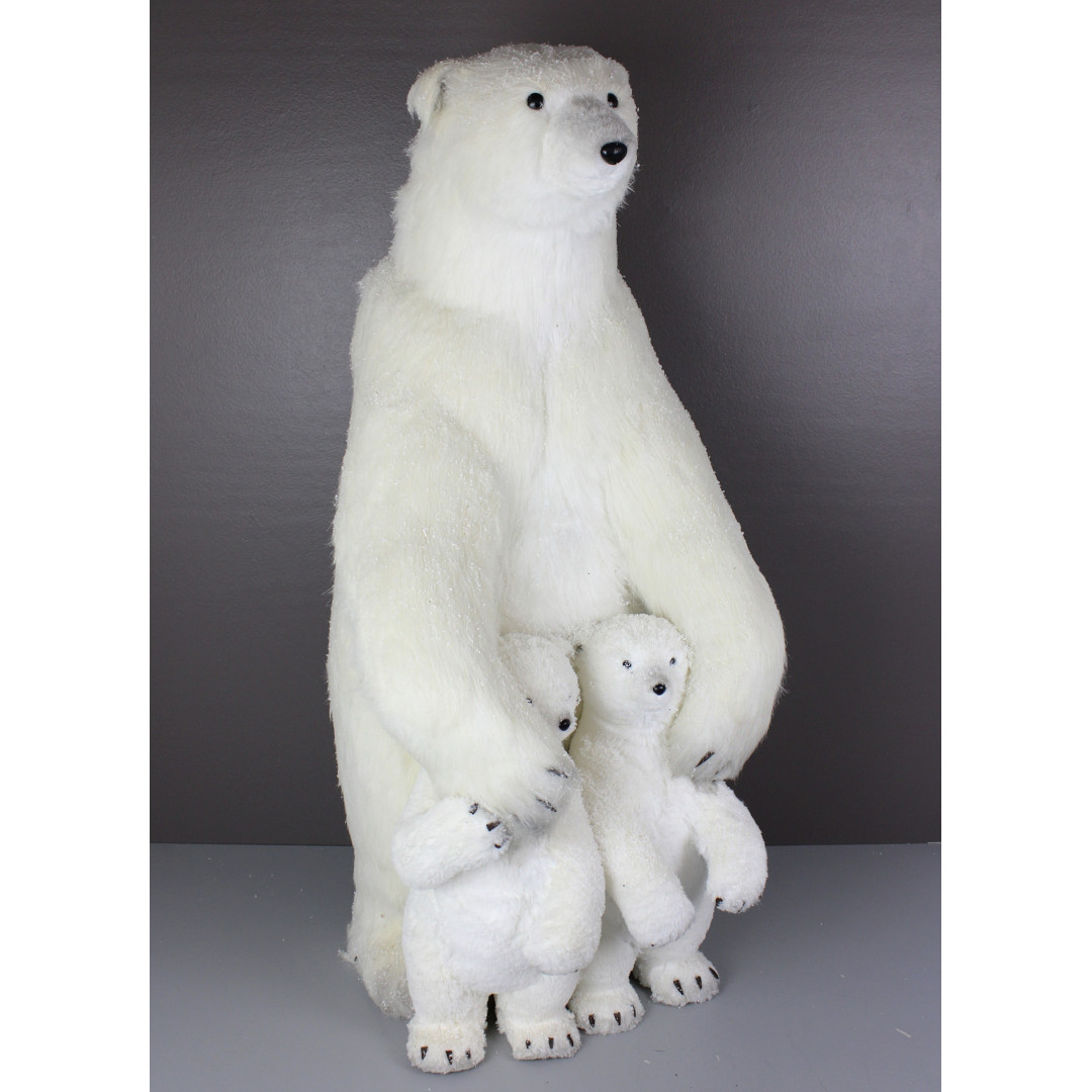 40"H X 22"W WHITE POLAR BEAR WITH CUBS