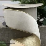 2.5"x10Y WINTER WHITE LUSH VELVET WIRED RIBBON