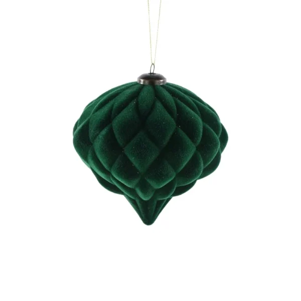 6″ DARK GREEN VELVET ONION ORNAMENT