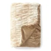 60" CREAM/ TAN RIBBED FAUX FUR THROW
