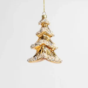 6″ GLASS GOLD BEADED TREE ORNAMENT