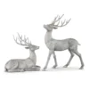 GRAY/ SILVER GLITTERED DEER - SET OF 2