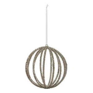 5" SILVER BEADED BALL ORNAMENT