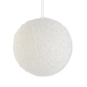 12" WHITE PEARL BEADED BALL ORNAMENT