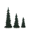 DARK GREEN VELVET TREES - SET OF 3