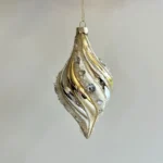 6" SILVER / GOLD GLASS DROP ORNAMENT