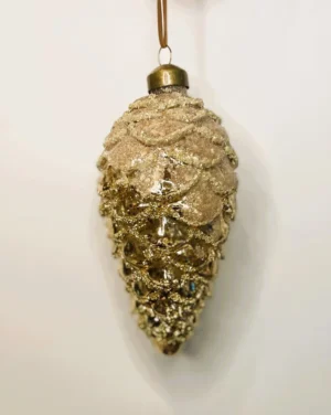 5.9" GOLD GLASS PINECONE ORNAMENT
