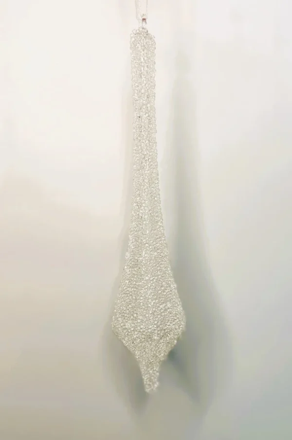 9.75" WHITE GLASS BEADED FINIAL ORNAMENT