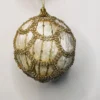 4" IVORY/ GOLD JEWELED SCALLOPED VELVET ORNAMENT