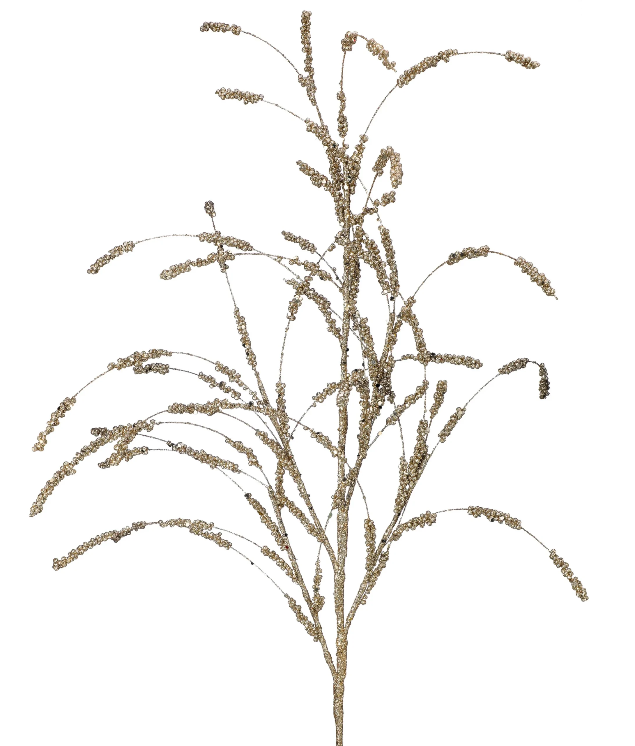 38" CHAMPAGNE/ GOLD GLITTER SEQUIN WILD BERRY SPRAY