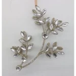 8.5" CLEAR/ GOLD GLITTER WIRE JEWEL FLOWER BRANCH ORNAMENT