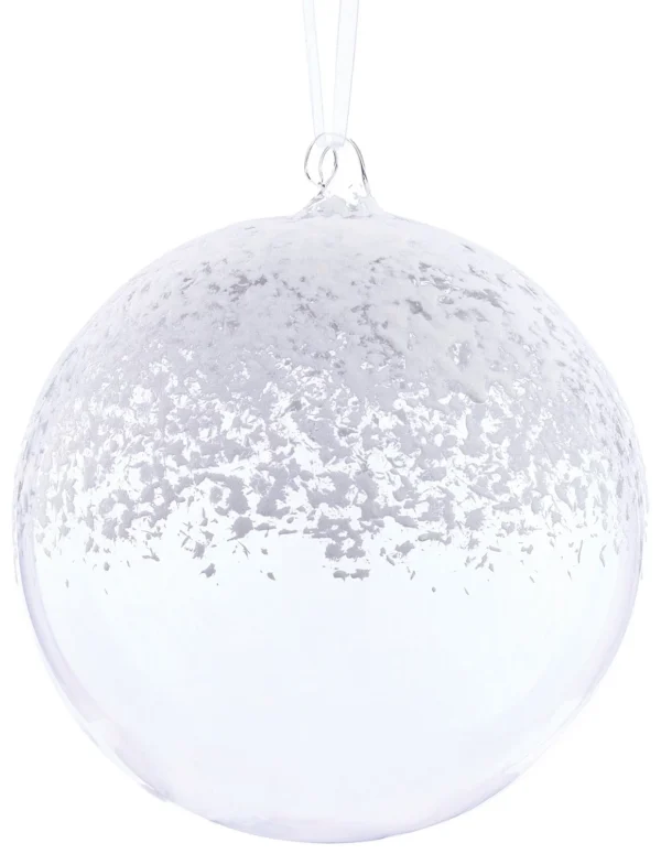 8" SNOWED GLASS BALL ORNAMENT