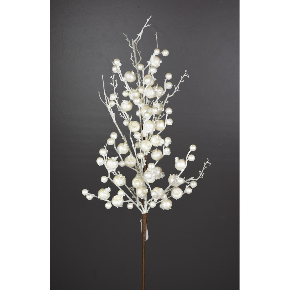 27" IVORY GLITTER POMEGRANTE TWIG SPRAY