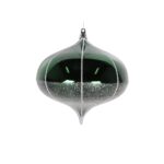 160MM ICED GREEN/ WHITE STRIPED ONION ORNAMENT