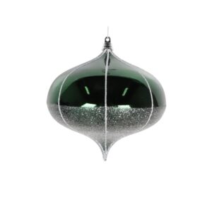 160MM ICED GREEN/ WHITE STRIPED ONION ORNAMENT