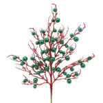 22" RED/ GREEN METALLIC BERRY TWIG SPRAY