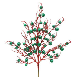 22" RED/ GREEN METALLIC BERRY TWIG SPRAY