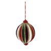 5" GREEN/ RED/ CREAM/ GOLD VELVET JEWEL BALL ORNAMENT