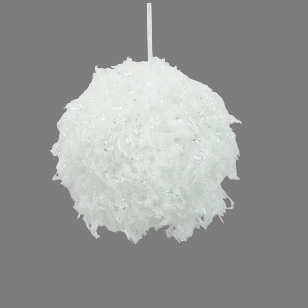 6" WHITE SNOW BALL ORNAMENT