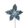 12"D GREEN FROST VELVET/ BEADED POINSETTIA STEM