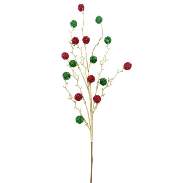 30" RED/ HOLIDAY GREEN/ GOLD TWIG BALL SPRAY