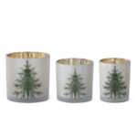 FROSTED WHITE GLASS TREE CONTAINERS - SET OF 3