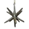 4" PLATINUM GLITTER GLASS POINT STAR ORNAMENT