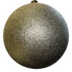 200MM SHATTERPROOF CHAMPAGNE GLITTER BALL ORNAMENT