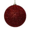 200MM RED GLITTER/ TINSEL BALL ORNAMENT