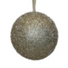 200MM CHAMPAGNE GLITTER/ TINSEL BALL ORNAMENT