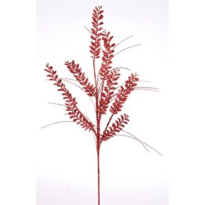 30" RED GLITTER BERRY GRASS SPRAY