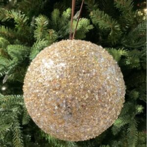 6" GOLD & SILVER SEQUIN/ GLITTER BALL ORNAMENT