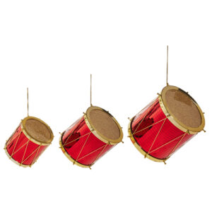 RED/ GOLD DRUM ORNAMENTS - SET OF 3
