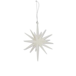 6" WHITE GLITTER 18 POINT STAR ORNAMENT
