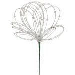 20" SILVER BEADED JEWEL FLOWER BURST STEM
