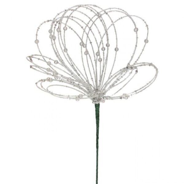 20" SILVER BEADED JEWEL FLOWER BURST STEM