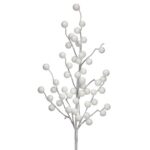 26" WHITE FLOCKED FOREST BERRY SPRAY