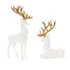 WHITE/ GOLD RESIN DEER - SET OF 2
