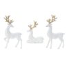 WHITE/ GOLD RESIN DEER - SET OF 3