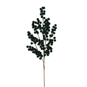 33" DARK GREEN FLOCKED BERRY SPRAY