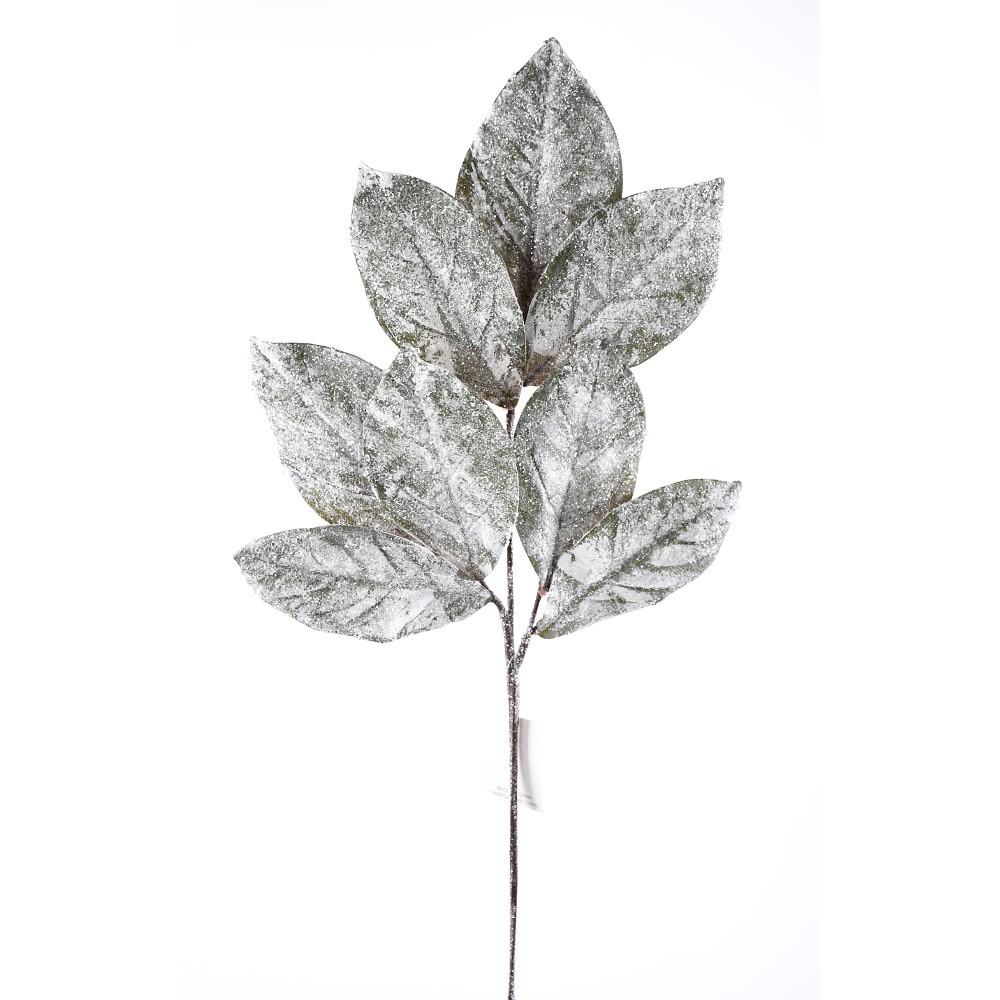 32" FROSTY GREEN/ WHITE SNOW MAGNOLIA LEAF SPRAY