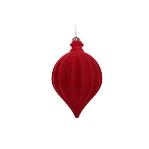 6"x4" BURGUNDY VELVET FLOCKED BALL FINIAL ORNAMENT