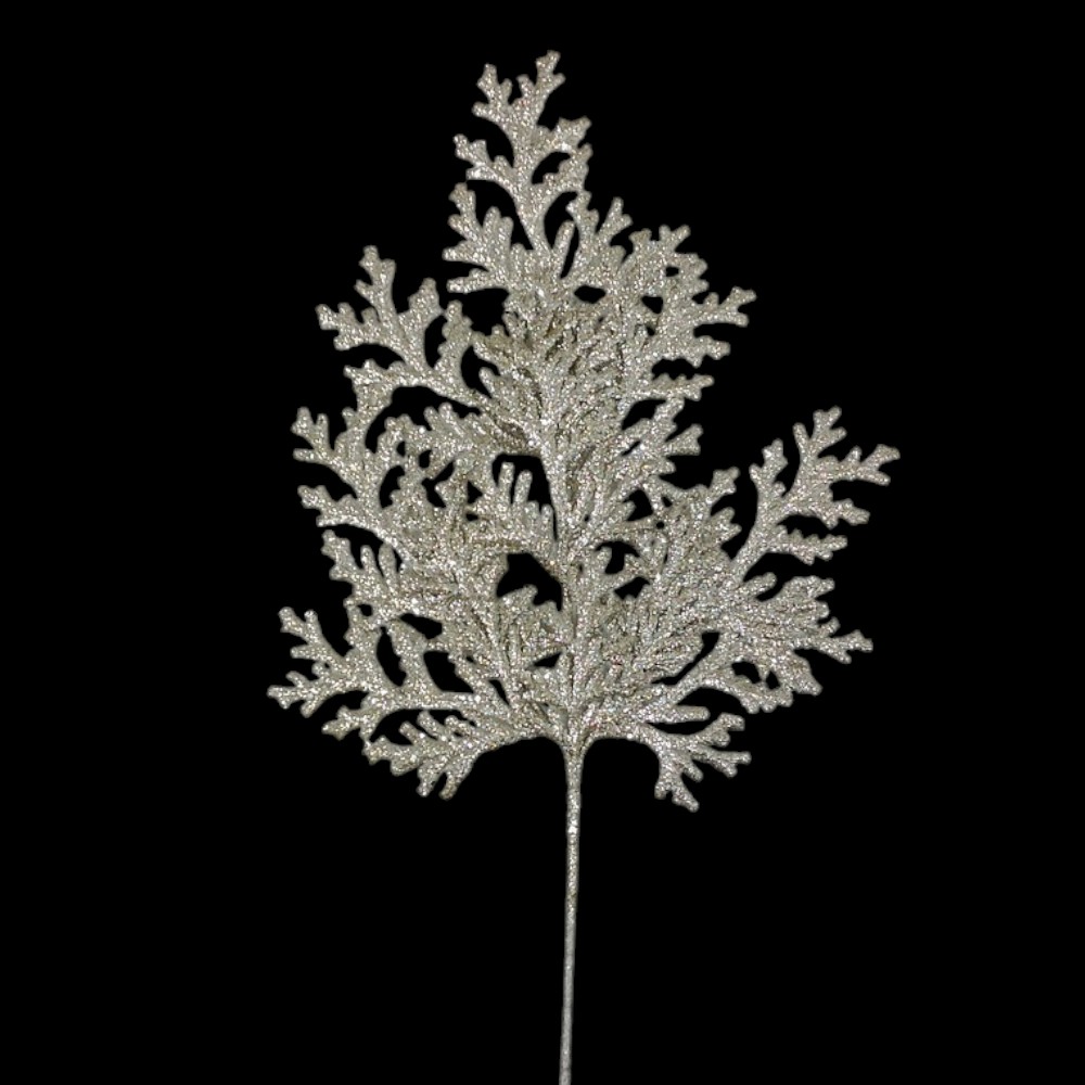 21" PLATINUM GLITTER FLAT GLITTER CEDAR SPRAY