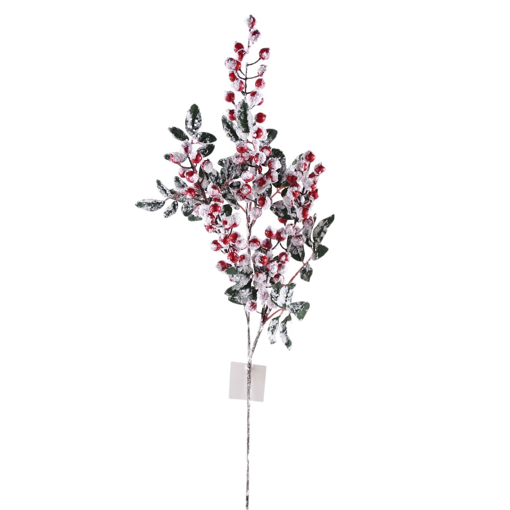 32" RED SNOW BERRY SPRAY WITH LEAVES