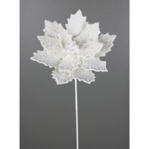 20" IVORY FROSTED POINSETTIA STEM