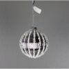 4" PLATINUM/ WHITE BEADED STRIPED GLASS BALL ORNAMENT