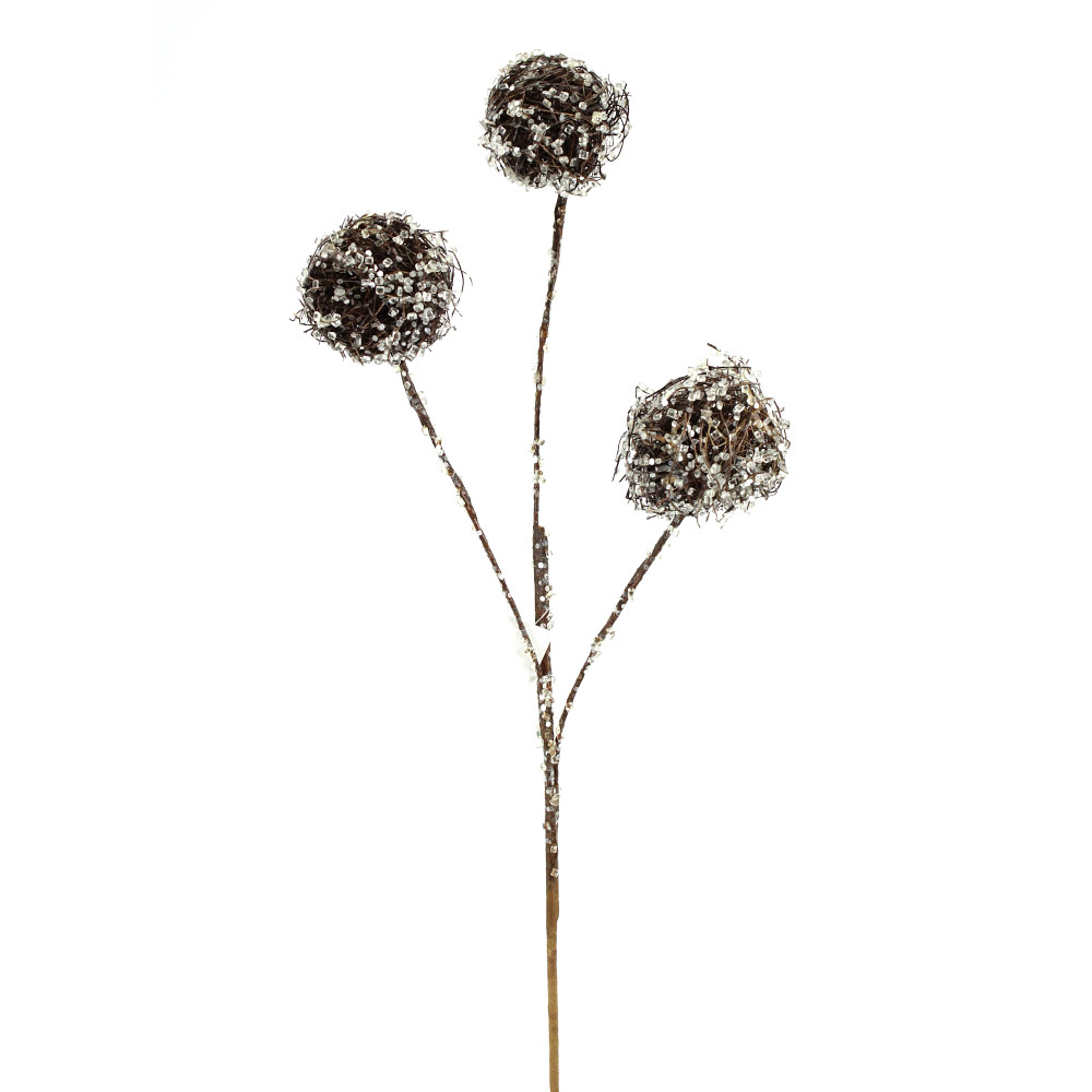 29" NATURAL FROST ICED TWIG BALL SPRAY