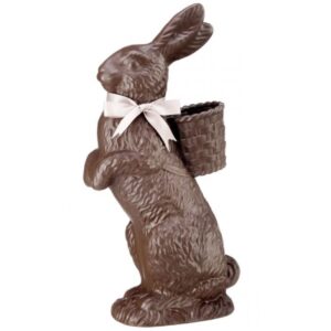 14" RESIN STANDING CHOCOLATE BUNNY WITH BASKET