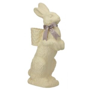 35" IVORY RESIN STANDING CHOCOLATE BUNNY WITH BASKET