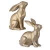 9-10.5" RESIN CHAMPAGNE/GOLD BUNNIES - SET OF 2